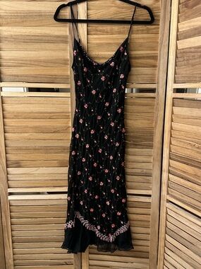 Betsey Johnson Real Vintage Slip Floral Beaded Babydoll Dress size S